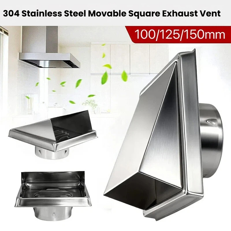 201/304 sınıf kare paslanmaz çelik hava vent hood