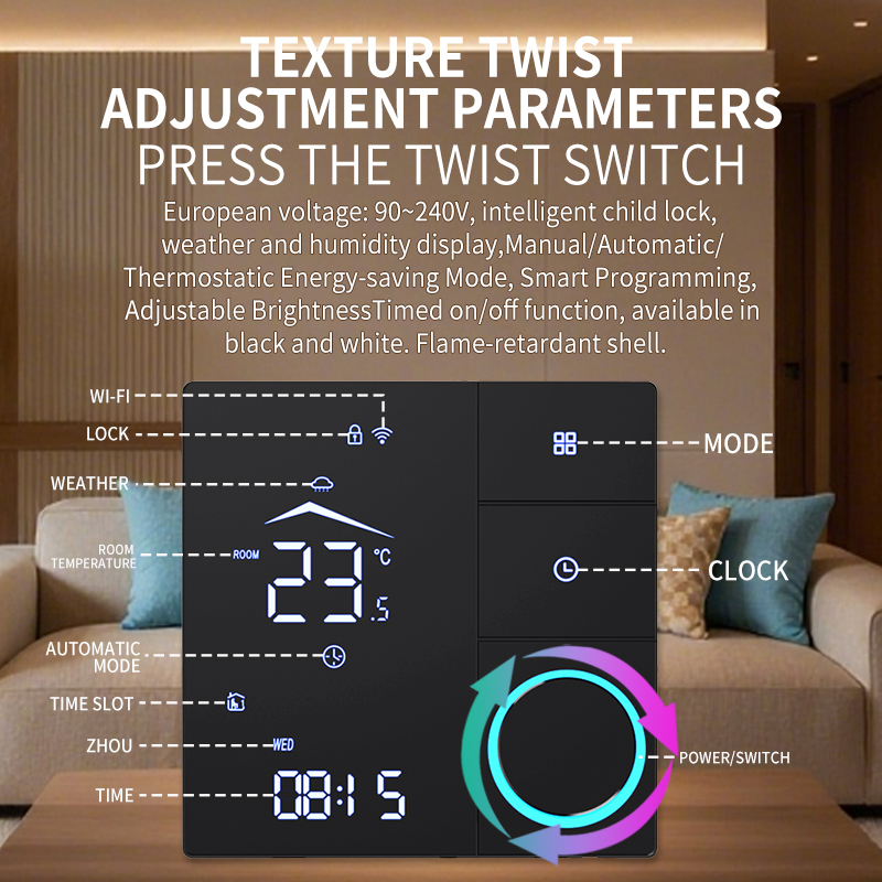 Sdm9 led düğme kumandalı termostat